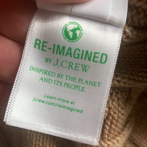 J Crew Cable Knit Tan Sweater with black contrast stitching trim size medium - Picture 9 of 12